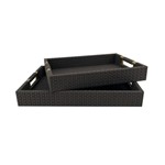 S/2 ΔΙΣΚΟΙ MDF - PU ΣΚΟΥΡΟΙ ΚΑΦΕ 40x30x5cm / 34x5x24cm
