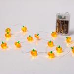 LINE, 20 MINI LED, PUMPKIN WITH GREEN STALK, BATTERY BOX 3xAA, TIMER, SILVER COPPER WIRE, WARM WHITE LED PER 10cm, LEAD WIRE 30cm, IP20