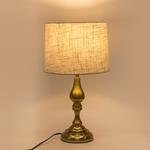 TABLE LAMP,  WITH  LINEN SHADE,  METAL,  GOLD-BEIGE, 28x49cm
