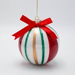 GLASS BALL, CANDY GREEN, RED, GOLD WITH BOW, SET 2PCS, 12cm