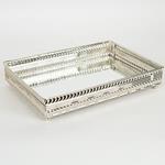 TRAY, METAL,WITH MIRROR,  SILVER,26x19x6cm