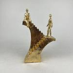 DECORATIVE SCULPTURE, PEOPLE ON STAIRCASE, GOLD,  16.5x7.5x25cm