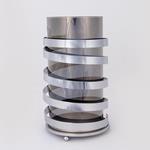 CANDLE HOLDER WITH GREY GLASS, METAL, CHROME, 1 POSITION, 13.5x24.5cm