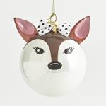 GLASS BALL, DEER WITH BOW, SET 2PCS,8cm