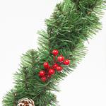 BRANCHED GARLAND WITH SNOWY CONE AND BERRIES 270x24cm, 138 TIPS (TIPS WIDTH 8cm -TIPS LENGTH 17cm), GREEN COLOUR