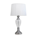 ΕΠΙΤΡΑΠΕΖΙΟ ΦΩΤΙΣΤΙΚΟ ΜΕ ΜΕΤΑΞΕΝΙΟ ΚΑΠΕΛΟ ΛΕΥΚΟ ΓΥΑΛΙΝΟ - ΜΕΤΑΛΛΙΚΟ ΑΣΗΜΙ 33x33x60cm