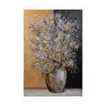 CANVAS WALL ART VASE WITH FLOWERS WHITE GOLD 80x3x120cm