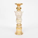 CANDLE HOLDER,  LEOPARD, POLYRESIN,  WHITE-GOLD, 10.8x11,5x36,2cm