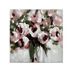 CANVAS PICTURE, FLOWERS, PINK-GREEN-WHITE, 100x100x3cm