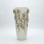 ΒΑΖΟ ΚΕΡΑΜΙΚΟ ΛΕΥΚΟ ΜΕ ΛΟΥΛΟΥΔΙΑ  16x15x33cm