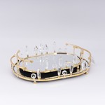 S/2 TRAY METAL WITH MIRROR GOLD 36x25cm/ 30x19cm