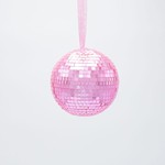 GLASS BALL, DISCO, PINK, 8cm