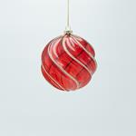 GLASS BALL, TRANSPARENT RED WITH GOLD GLITTER, SET 2PCS, 12cm