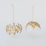 GLASS BALL, WITH GOLD RELIEF 2 DESIGNS, SET 4PCS, 10cm