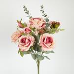 ROSE BOUQUET, 9 BRANCHES, PINK, 49cm