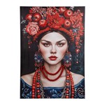 ΠΙΝΑΚΑΣ ΚΑΜΒΑΣ ΓΥΝΑΙΚΑ ΜΕ ΜΗΛΑ ΚΟΚΚΙΝΟΣ - ΜΠΛΕ 70x3.5x100cm