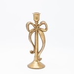 POLYRESIN CANDLE HOLDER, GOLD, WITH BOW, 11.5x10x29cm
