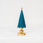 TREE, PETROL BLUE, WITH GOLD BASE, 38cm