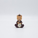 POLYRESIN HANGING ORNAMENT, VINTAGE SITTING BEAR WITH CLOCK, 5x7.5cm