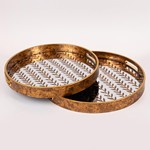 S/2 TRAY PS & MIRROR BRONZE 40x40x4cm / 36x36x4cm