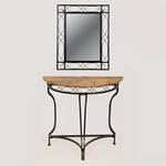 SET MIRROR-CONSOLE, METALIC-MDF, BLACK, 76x2x61cm, 81x35x75cm