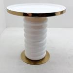 SIDE TABLE, METALIC, WHITE-GOLD, 41x41x40cm
