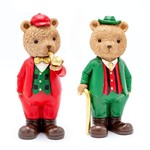 POLYRESIN DECORATIVE, VINTAGE BEAR, GREEN RED, 2 DESIGNS, 10x21cm