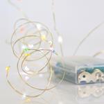ΣΕΙΡΑ, 20 MINI LED, ΜΠΑΤΑΡΙΑΣ, 3xAA, ΠΡΟΕΚΤΑΣΗ ΠΑΡΟΧΗΣ 10cm, ΑΣΗΜΙ ΧΑΛΚΟΣ, ΧΡΩΜΑΤΙΣΤΟ LED, ΑΝΑ 10cm, IP20