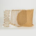 CUSHION,  WITH FILLER, COTTON-JUTE WITH  FRINGES, WHITE- NATURAL, 30x50cm