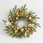 WREATH, WITH LEAVES, COPPER & GOLD BALLS, 50cm