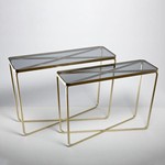 S/2 ΤΡΑΠΕΖΑΚΙ ΒΟΗΘΗΤΙΚΟ ΜΕΤΑΛΛΙΚΟ  ΓΥΑΛΙΝΟ ΧΡΥΣΟ 106.5x35.5x78.5cm /99x30.5x72cm