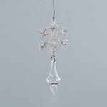 ACRYLIC HANGING ORNAMENT, WITH SNOWFLAKE, WITH SILVER GLITTER, 5x11cm
