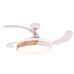 DECORATIVE FAN WHITE WITH RETRACTABLE BLADES,BLUETOOTH SPEAKER,LED LIGHT AND REMOTE CONTROL 40W DC MOTOR