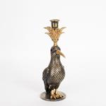 CANDLE HOLDER BIRD, POLYRESIN, BLACK-GOLD, 1 POSITION, 15.5x11x32.5cm