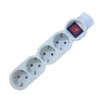 SOCKET OVAL 4 SCHUKO HOLES CABLE 3X1,5mm EXTENSION 1,5m WITH SWITCH & SHUTTER PROTECTION