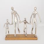 TABLE  DECORATION, ADULTS AND CHILDREN, WOOD-ALUMINIUM, SILVER-NATURAL, 38x10x30cm