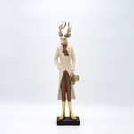 REINDEER POLYRESIN, WITH SMOKING AND HAT, 38cm