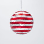 GLASS BALL, DISCO, RED SILVER, 12cm