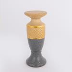 CANDLE HOLDER, CERAMIC, GOLD & GREY, 1 POSITION, 10.5x10.5x25cm