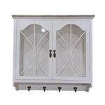 WALL CABINET, WOODEN, WHITE, 2 DOORS, 59.5x17.5x60cm