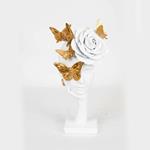 TABLE DECO, FACE WITH FLOWERS & BUTTERFLIES, WHITE&GOLD, 15x9x29.7cm