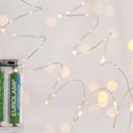 ΣΕΙΡΑ, 50 MINI LED, ΜΠΑΤΑΡΙΑΣ, 3xAA, ΠΡΟΕΚΤΑΣΗ ΠΑΡΟΧΗΣ 10cm, ΑΣΗΜΙ ΧΑΛΚΟΣ, ΘΕΡΜΟ ΛΕΥΚΟ LED, ΑΝΑ 10cm, IP20