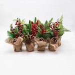DISPLAY BOX, FLOWERPOTS WITH LINEN, 3 DESIGNS, 12PCS, 22cm