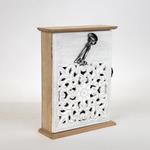 WOOD CARVING, KEY BOX WITH  METAL DETAILS, WHITE- NATURAL, 20x6x26.5cm
