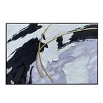 CANVAS  PAINTING, ABSTRACT ART, WHITE-BLACK-GREY-GOLD, 120x80x3.5cm