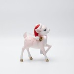 POLYRESIN DEER, PINK, WITH A HAT, 11.5x6x13.3cm