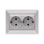 TWO GANG EARTHED SOCKET OUTLET  SILVER