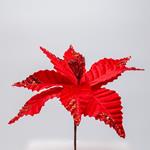 POINSETTIA, RED WITH GLITTER DETAILS ON THE LEAVES, 24x15cm