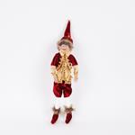 HARLEQUIN WITH BURGUNDY DRESS, 53cm
