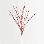 TWIG, RED, WITH GLITTER PEARLS, 150cm